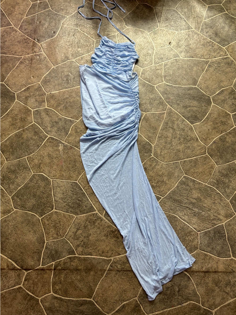 Light Blue Backless Maxi Dress